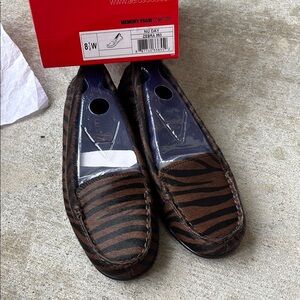AEROSOLES Nu Day Brown and Black Zebra Cow Fur Slip-On Loafers